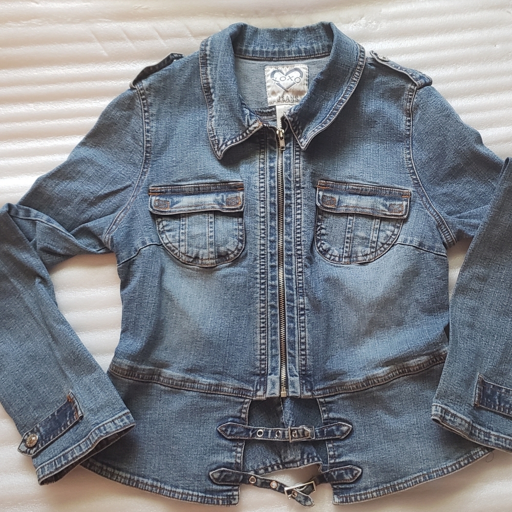 Xoxo Jeans distressed fitted jacket.